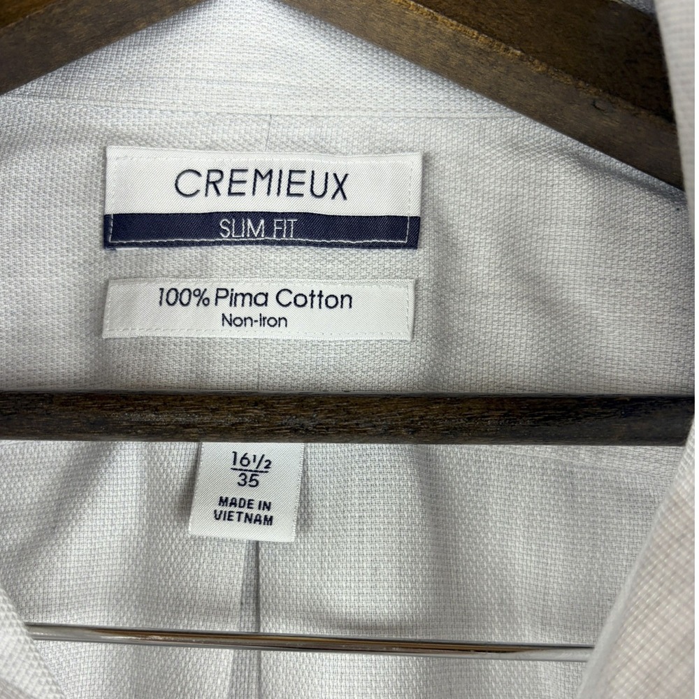 Cremieux Slim Fit Dress‎ Shirt Mens 16.5 35 Gray 100% Pima Cotton Non-Iron L/S - Picture 9 of 14